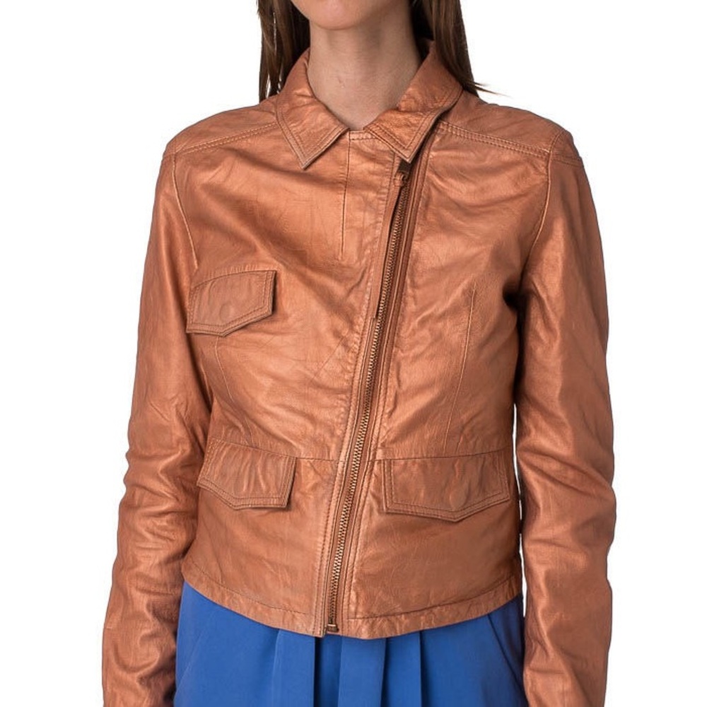 Diesel Moto Biker Leather Metallic Jacket Size Xs Gem